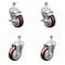Service Caster 4 Inch Maroon Polyurethane Wheel Swivel 1/2 Inch Threaded Stem Caster Brakes, 2PK SCC-TS20S414-PPUB-MRN-TLB-121315-2S2 - alternate 1